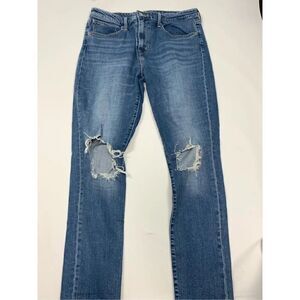 Levi's Women's 721 High Rise Skinny Distressed Cotton Jeans Blue Washed Size 31